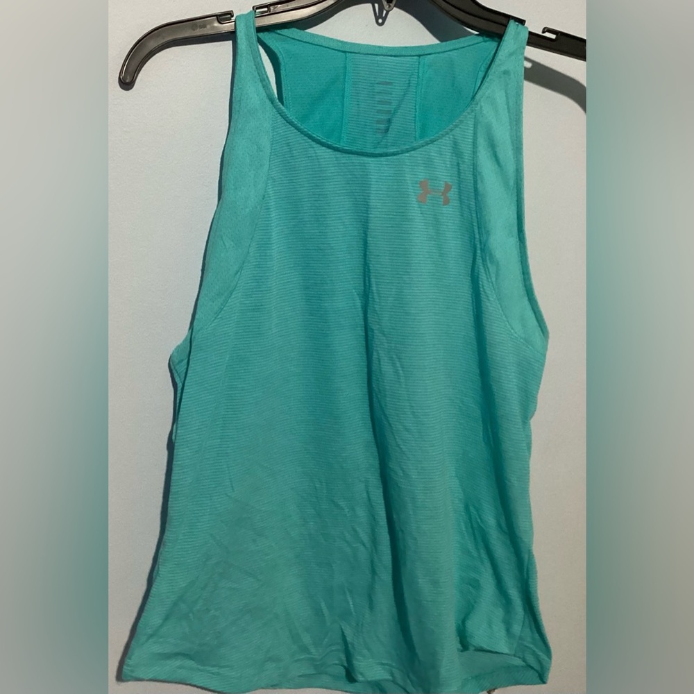 Under Armour Blue/Green Workout Tank with Silvertone Logo Size M